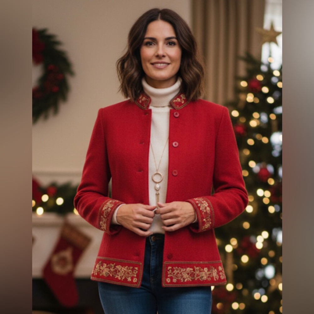 Talbots Holiday Ready Embellished Boiled Wool Jacket